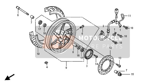 Honda SH300AR 2008 FRONT WHEEL for a 2008 Honda SH300AR